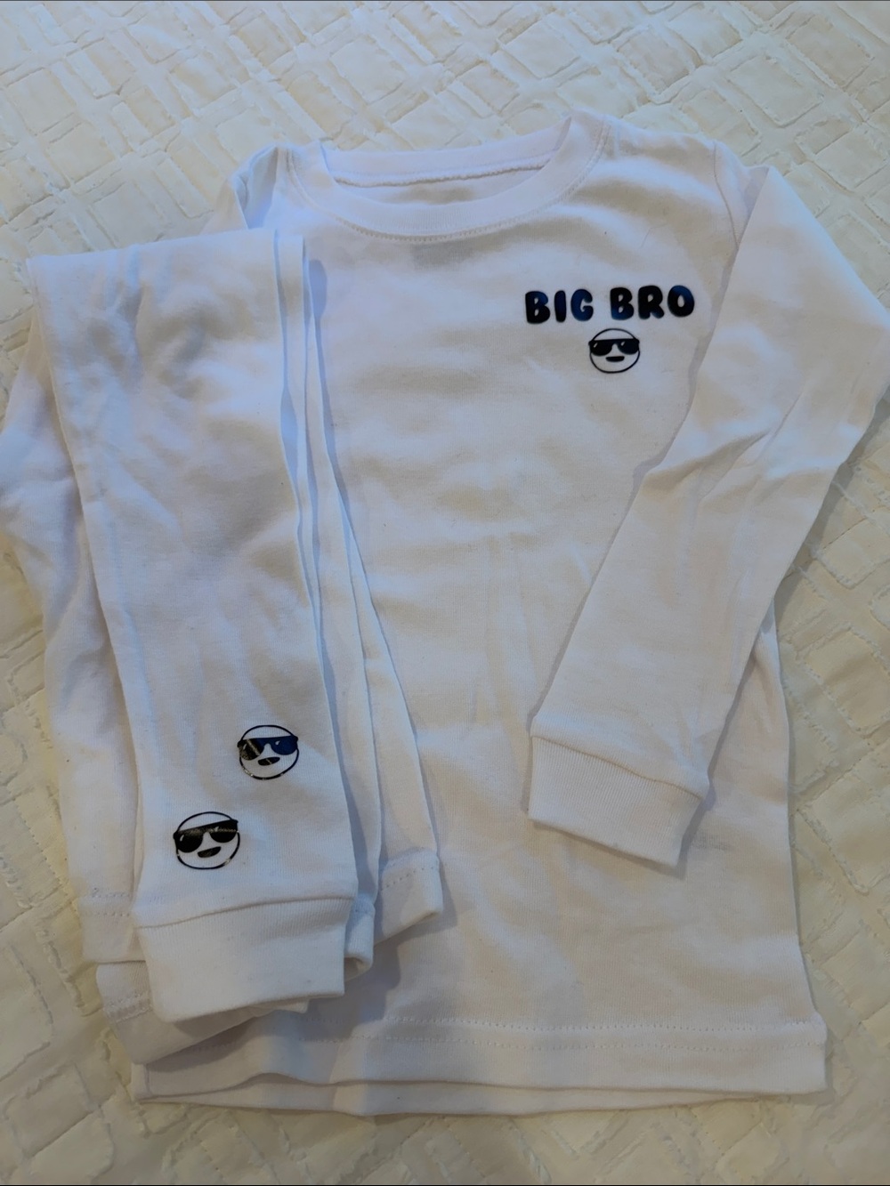 White "Big Bro" Long-Sleeve Kids PJ set- size 5